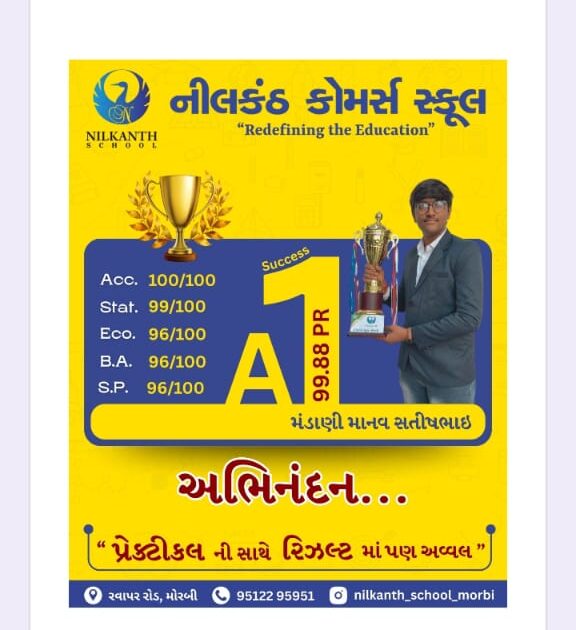 નીલકંઠ કોમર્સ સ્કૂલ – મોરબી દ્વારા માતાપિતા-વિધ્યાર્થીઓના ત્રિવેણી સંગમ સમાન બીઝનેશ ક્લાસ – કમ કેરિયર ગાઇડન્સ સેમીનારનું આયોજન