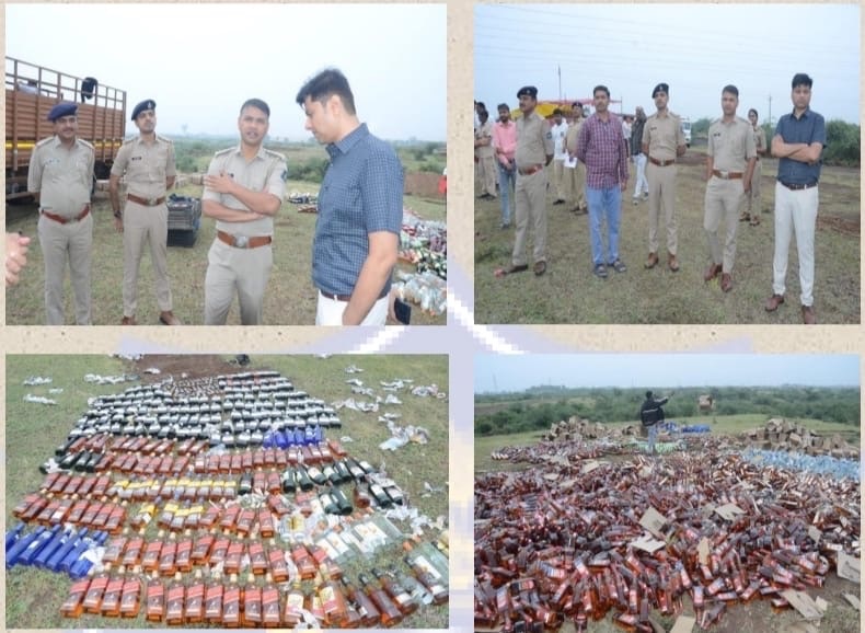 મોરબીના વિવિધ પોલીસ સ્ટેશનો દ્વારા પકડવામાં આવેલ 1.29 કરોડથી વધુના દારૂ બીયરના જથ્થાનો નાશ કરાયો